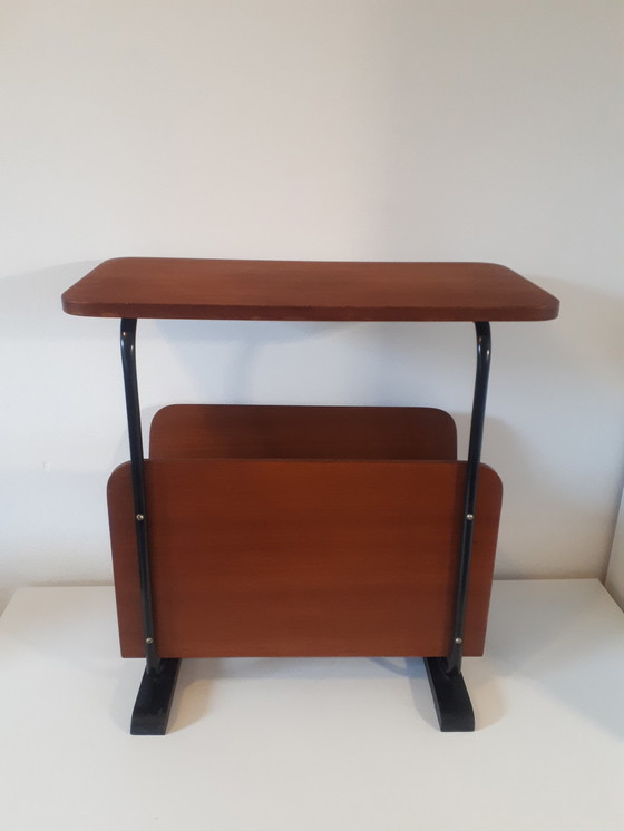 Image 1 of 60's vintage reading table side table newspaper rack