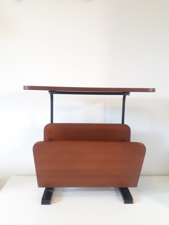 Image 1 of 60's vintage reading table side table newspaper rack