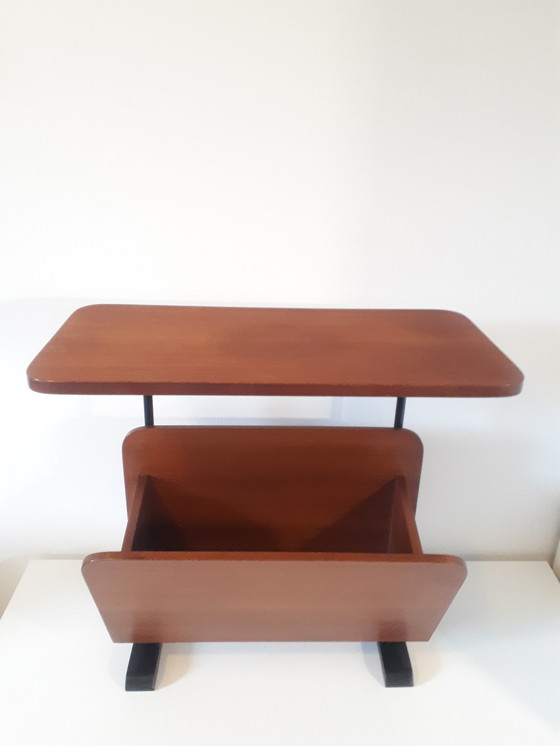 Image 1 of 60's vintage reading table side table newspaper rack