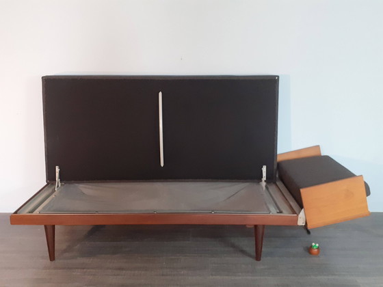 Image 1 of Scandinavian Teak and Grey Fabric Daybed, Norway 1960S