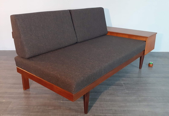 Image 1 of Scandinavian Teak and Grey Fabric Daybed, Norway 1960S