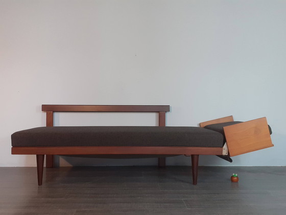 Image 1 of Scandinavian Teak and Grey Fabric Daybed, Norway 1960S