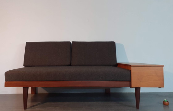 Image 1 of Scandinavian Teak and Grey Fabric Daybed, Norway 1960S