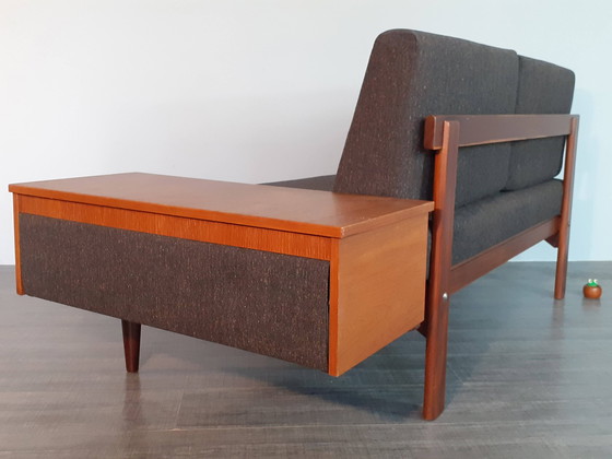 Image 1 of Scandinavian Teak and Grey Fabric Daybed, Norway 1960S