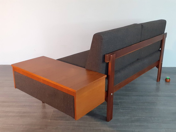 Image 1 of Scandinavian Teak and Grey Fabric Daybed, Norway 1960S