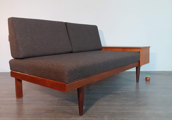 Image 1 of Scandinavian Teak and Grey Fabric Daybed, Norway 1960S