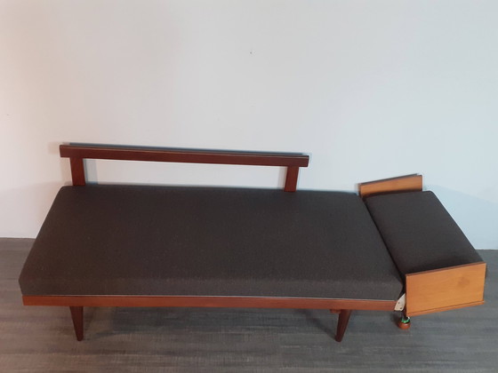 Image 1 of Scandinavian Teak and Grey Fabric Daybed, Norway 1960S