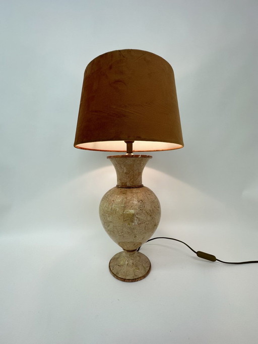 Lampada da tavolo vintage in marmo a mosaico di Maitland Smith, anni &#39;70