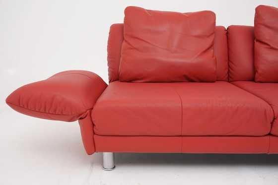 Image 1 of Rolf Benz 510 three-seater two-seater couch sofa leather red multifunctional