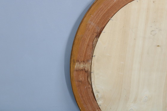 Image 1 of 1970S Oval Wooden Mirror, Italy 