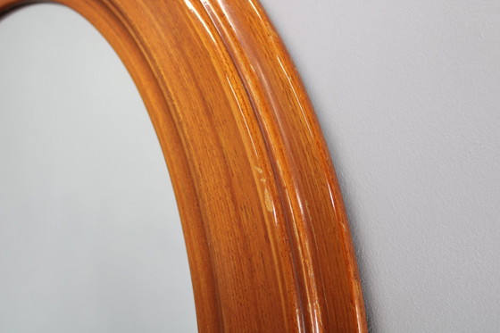 Image 1 of 1970S Oval Wooden Mirror, Italy 