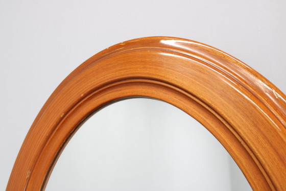 Image 1 of 1970S Oval Wooden Mirror, Italy 