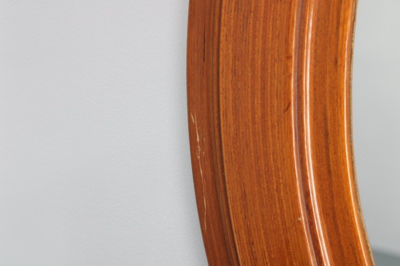 Image 1 of 1970S Oval Wooden Mirror, Italy 