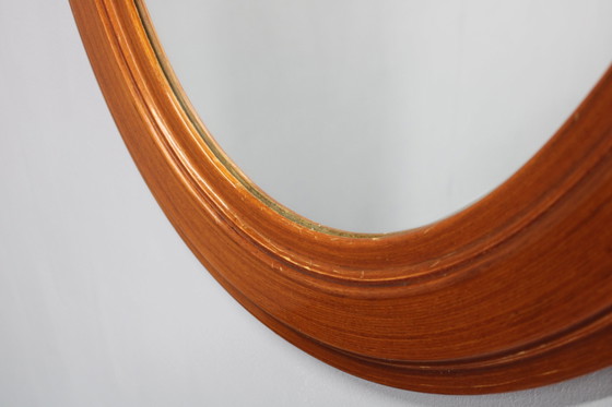 Image 1 of 1970S Oval Wooden Mirror, Italy 