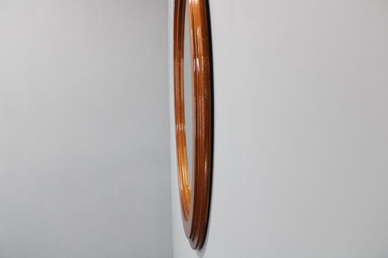 Image 1 of 1970S Oval Wooden Mirror, Italy 