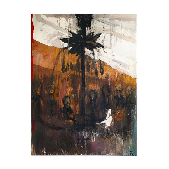 Image 1 of Vintage painting "The chandelier" by Tibor Cervenak, United Kingdom 2000