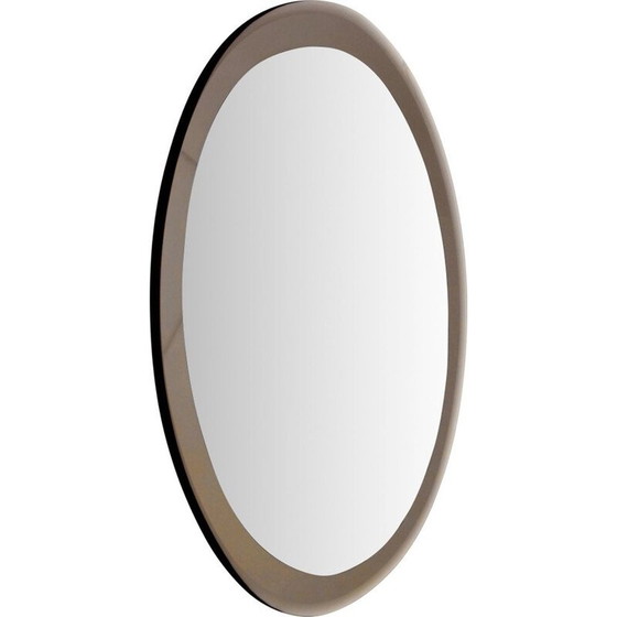 Image 1 of Vintage mirror 2 glass crystal artwork by Fontana Arte, Italy 1950