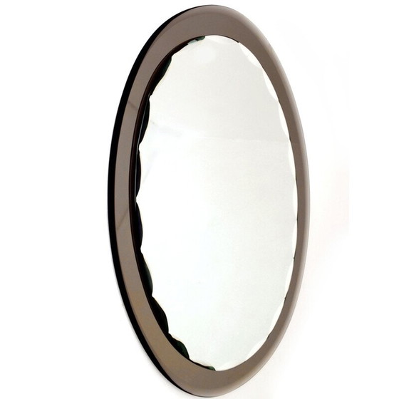 Image 1 of Vintage mirror 2 glass crystal artwork by Fontana Arte, Italy 1950