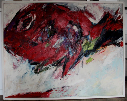 Charlotte Molenkamp - Oil on canvas: Red fish