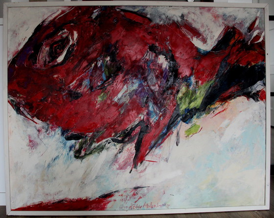 Image 1 of Charlotte Molenkamp - Huile sur toile : Poisson rouge