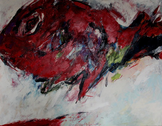 Image 1 of Charlotte Molenkamp - Huile sur toile : Poisson rouge