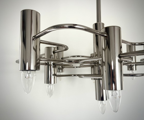 Image 1 of Gaetano Sciolari SA Boulanger chrome chandelier