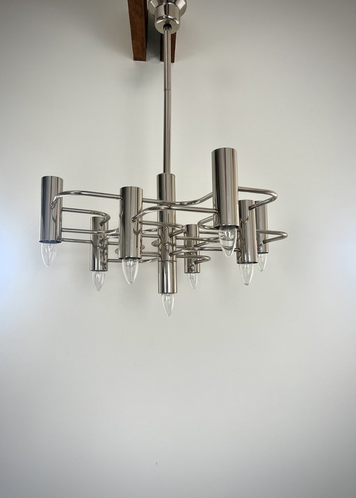 Gaetano Sciolari SA Boulanger chrome chandelier