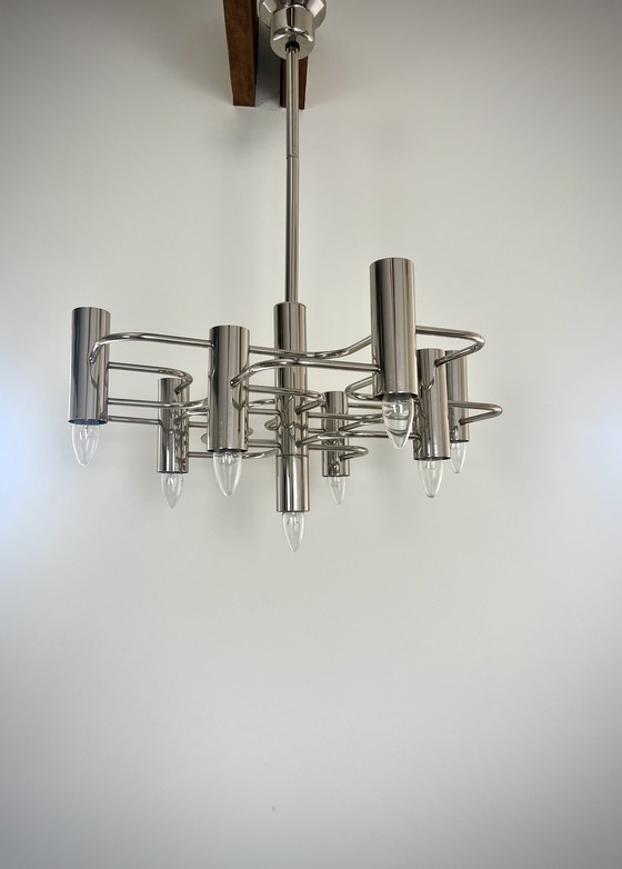 Image 1 of Gaetano Sciolari SA Boulanger chrome chandelier