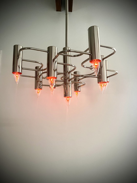 Image 1 of Gaetano Sciolari SA Boulanger chrome chandelier