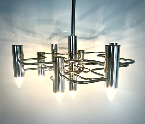 Image 1 of Gaetano Sciolari SA Boulanger chrome chandelier