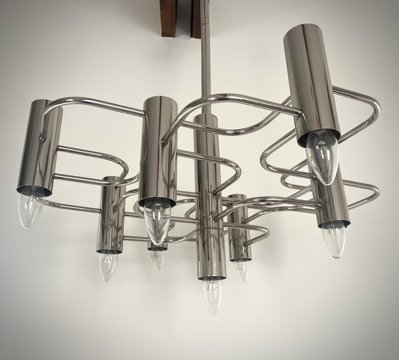 Image 1 of Gaetano Sciolari SA Boulanger chrome chandelier