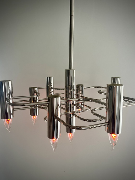 Image 1 of Gaetano Sciolari SA Boulanger chrome chandelier