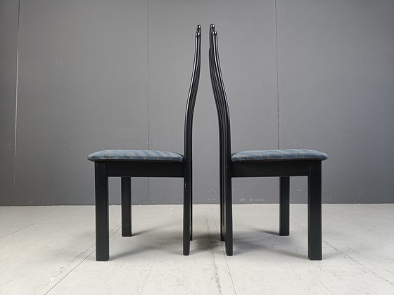 Image 1 of Post Modern Black Wooden Dining Chairs, 1980S