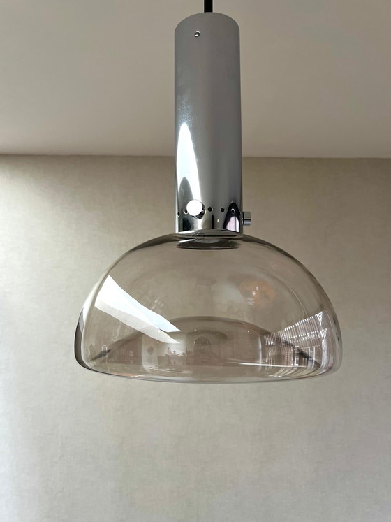 Image 1 of Lampe suspendue Bauhaus Design by Herbert Proft For Glashütte Limburg