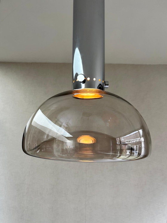 Image 1 of Lampe suspendue Bauhaus Design by Herbert Proft For Glashütte Limburg