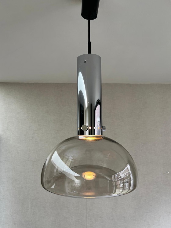 Image 1 of Lampe suspendue Bauhaus Design by Herbert Proft For Glashütte Limburg