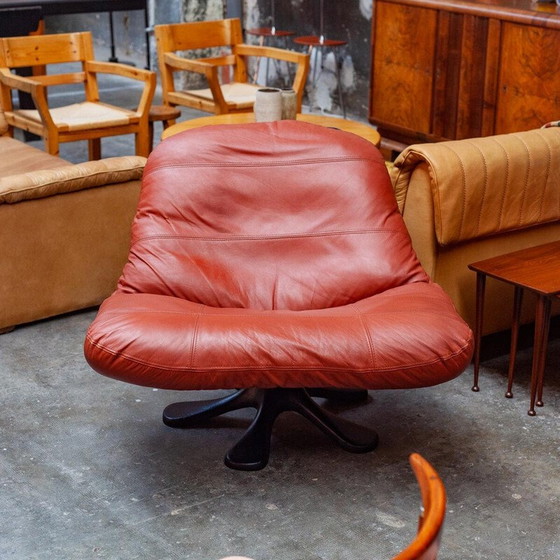 Image 1 of Vintage leather and fiberglass armchair, 1970