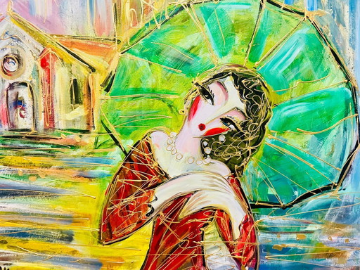 Artist Painting - Hrasarkos - Green Umbrella