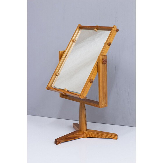 Image 1 of Specchio da tavolo vintage in pino e legno, Svezia 1960