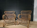 Lot de 2 fauteuils Rohe en rotin vintage