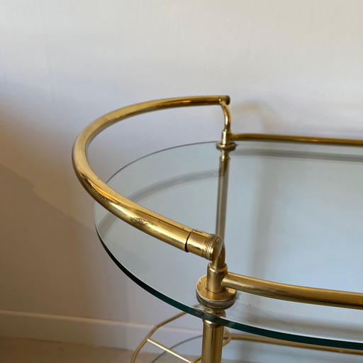 Brass and glass bar cart, Italy, 1970s