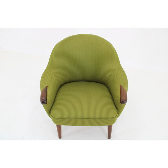 Image 1 of Vintage teak and fabric armchair, Denmark 1960