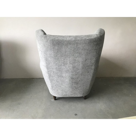 Image 1 of Pair of vintage Italian armchairs in pearl grey velvet