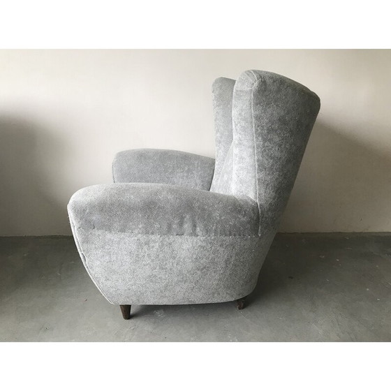 Image 1 of Pair of vintage Italian armchairs in pearl grey velvet