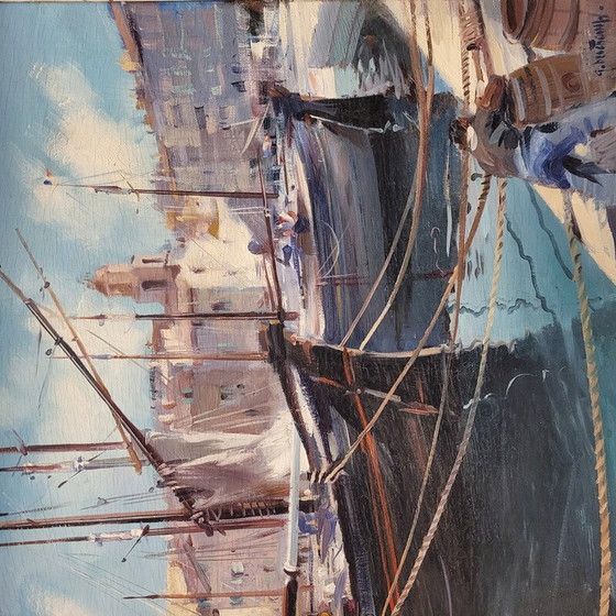 Image 1 of Vintage oil on panel "Saint Tropez" by Gabriel Dechamps, France