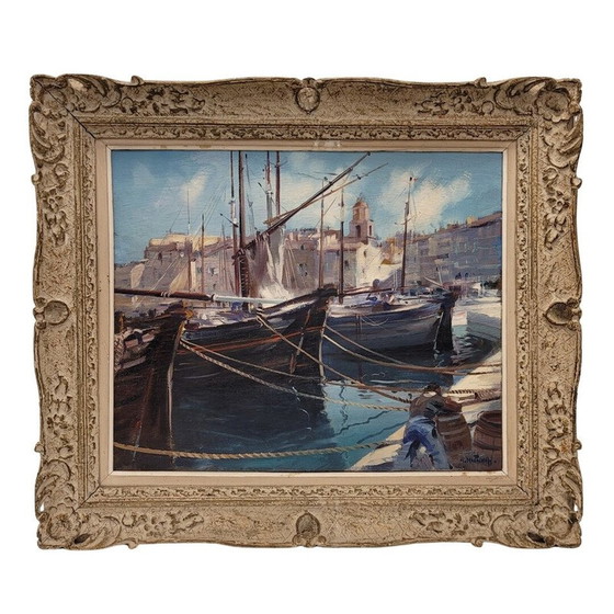 Image 1 of Vintage oil on panel "Saint Tropez" by Gabriel Dechamps, France