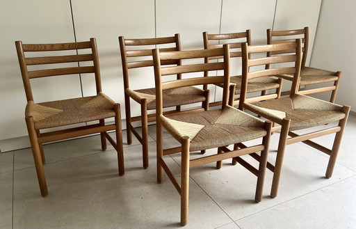 6x Poul Volther Papercord 1960Er chairs