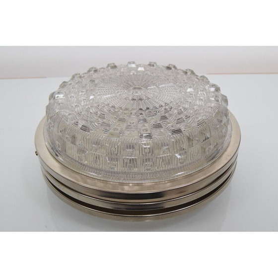 Image 1 of Vintage glass and metal ceiling light by Pokrok Zilina, Czechoslovakia 1970