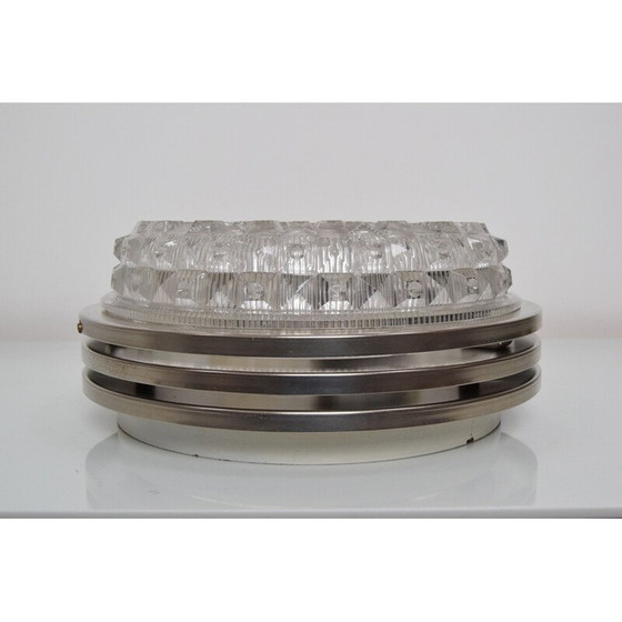 Image 1 of Vintage glass and metal ceiling light by Pokrok Zilina, Czechoslovakia 1970