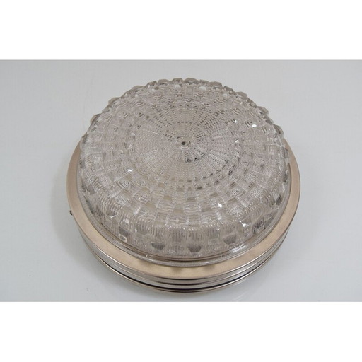 Vintage glass and metal ceiling light by Pokrok Zilina, Czechoslovakia 1970